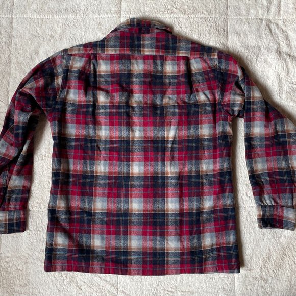 Vintage Wool Pendelton Mens Button Down Plaid Long Sleeve Shirt with Pockets - Picture 6 of 6
